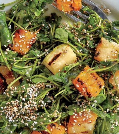 Ensalada de berros y chilacayotes a la parrilla