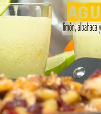 Agua de limón, albahaca y piña
