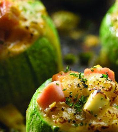 Calabacitas rellenas con jamón