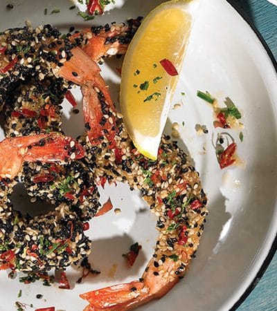Camarones al horno con empanizado picante