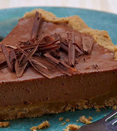 cheesecake de chocolate con costra de galleta