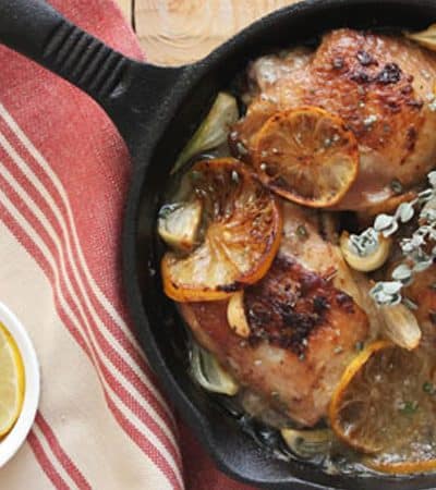 Pechugas de pollo en salvia y limón con puré de brócoli