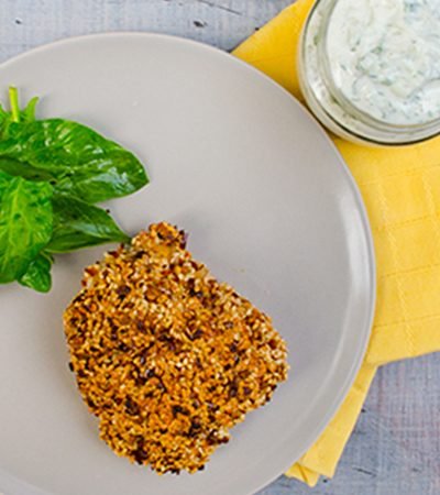 Pollo cubierto con ajo picante