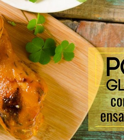 Pollo glaseado con naranja y ensalada de ejotes