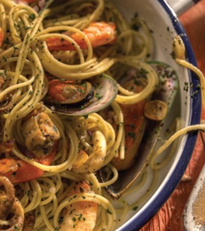 Spaghetti con frutos del mar