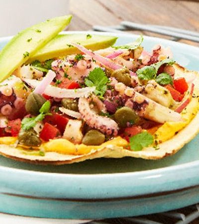 Tostadas de ceviche de pulpo estilo acapulco